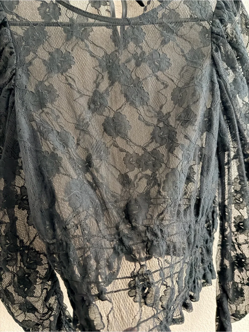 H&M Divided Black Floral Lace Crop Top